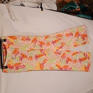 Sincerely Jules floral wide leg pant bright staple piece stretch waist NWT Sz M